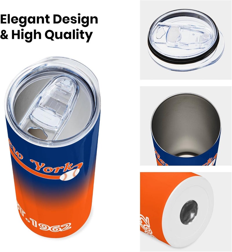 Suswoos New York EST 1962 Tumblers 20oz Straight Skinny Car Cups Sports Travel Coffee Mug,Stainless Steel,Insulated,Classic Collection Gifts for Men Women Fans. - Image 3